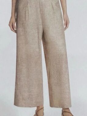 Ella Moss Neutral Wide-Leg Pull-On Pants in Light Taupe